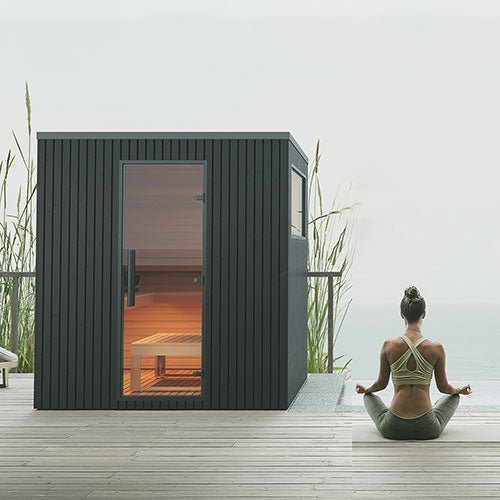 Auroom Garda Outdoor Cabin Sauna - Black Thermo - Pine - Heracles Wellness