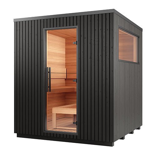 Auroom Garda Outdoor Cabin Sauna - Black Thermo - Pine - Heracles Wellness